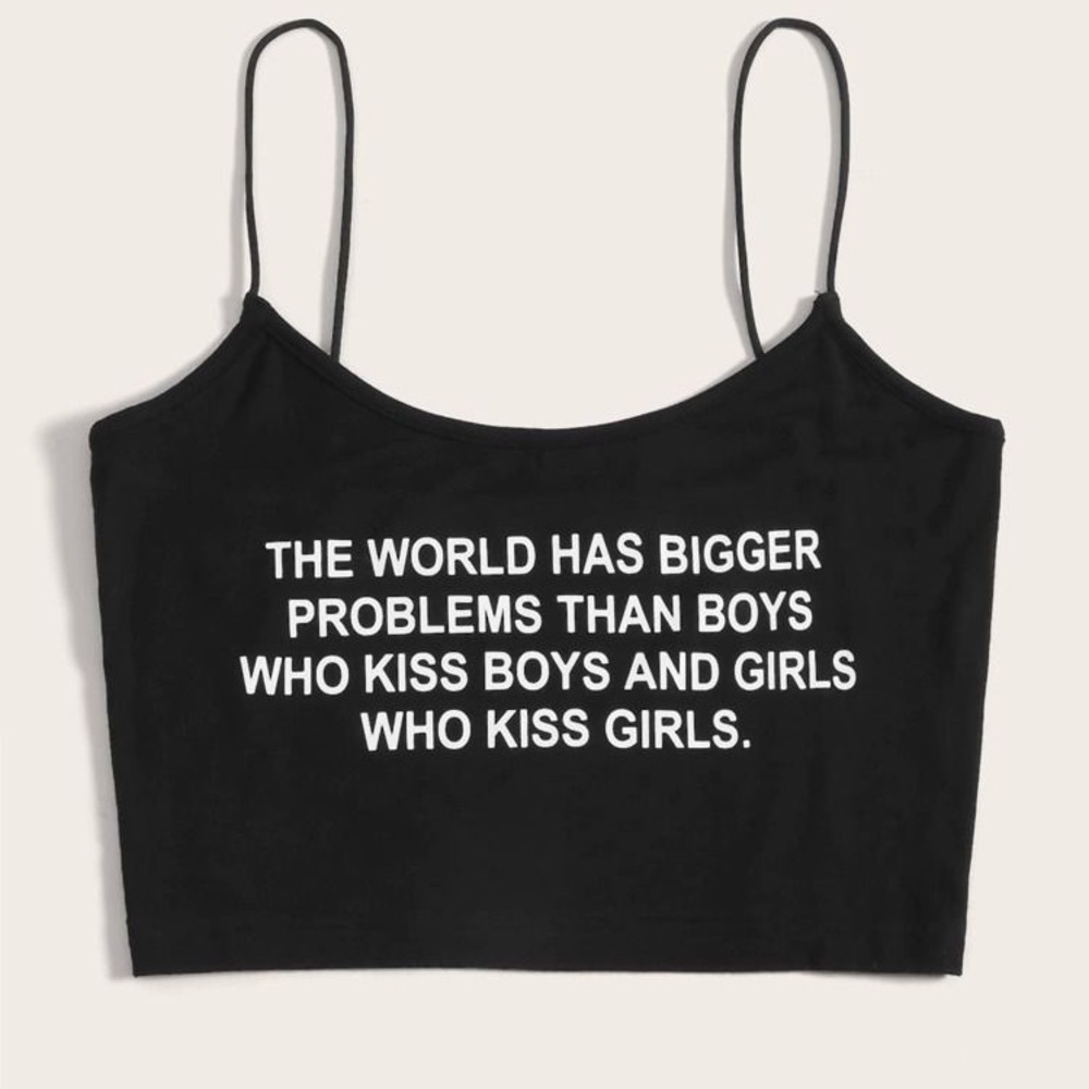 black anti-homophobia crop top